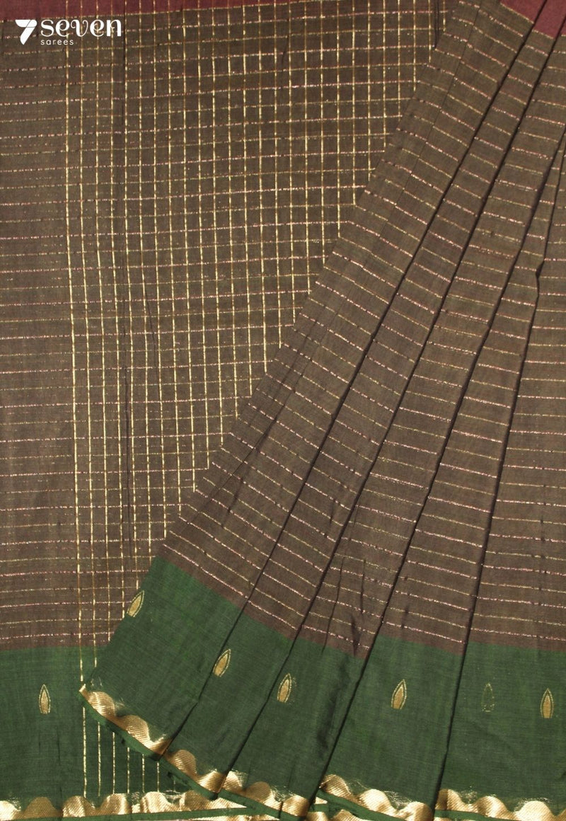 Poveli Signature Seven Handloom Green Bangalore Pure Cotton Saree