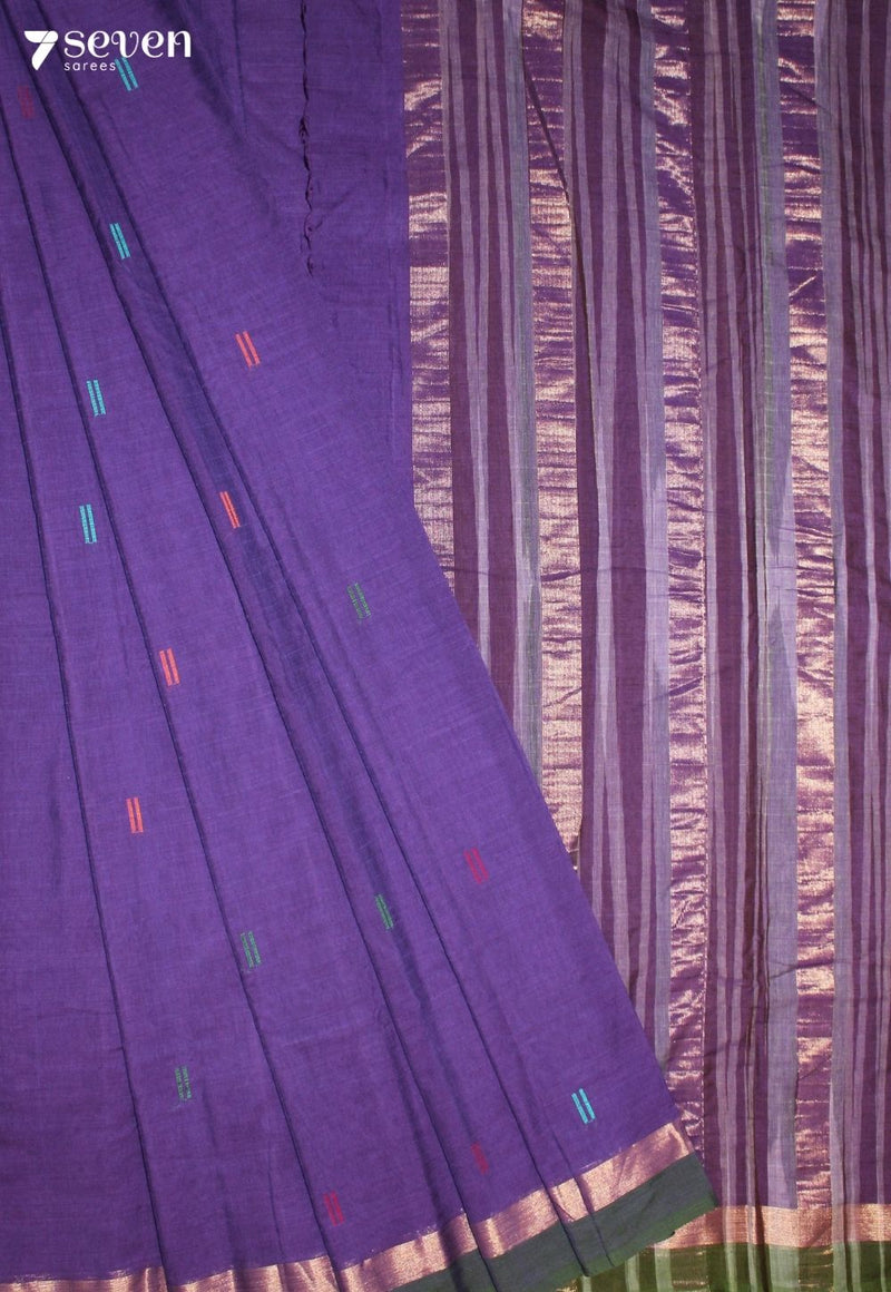Nerumi Signature Seven Handloom Purple Bangalore Pure Cotton Saree