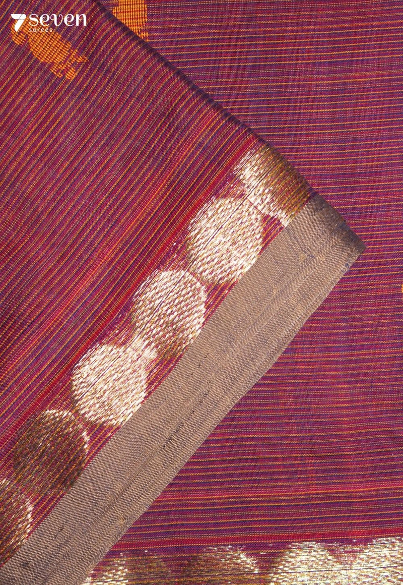 Chaarika Signature Seven Handloom Red Bangalore Pure Cotton Saree