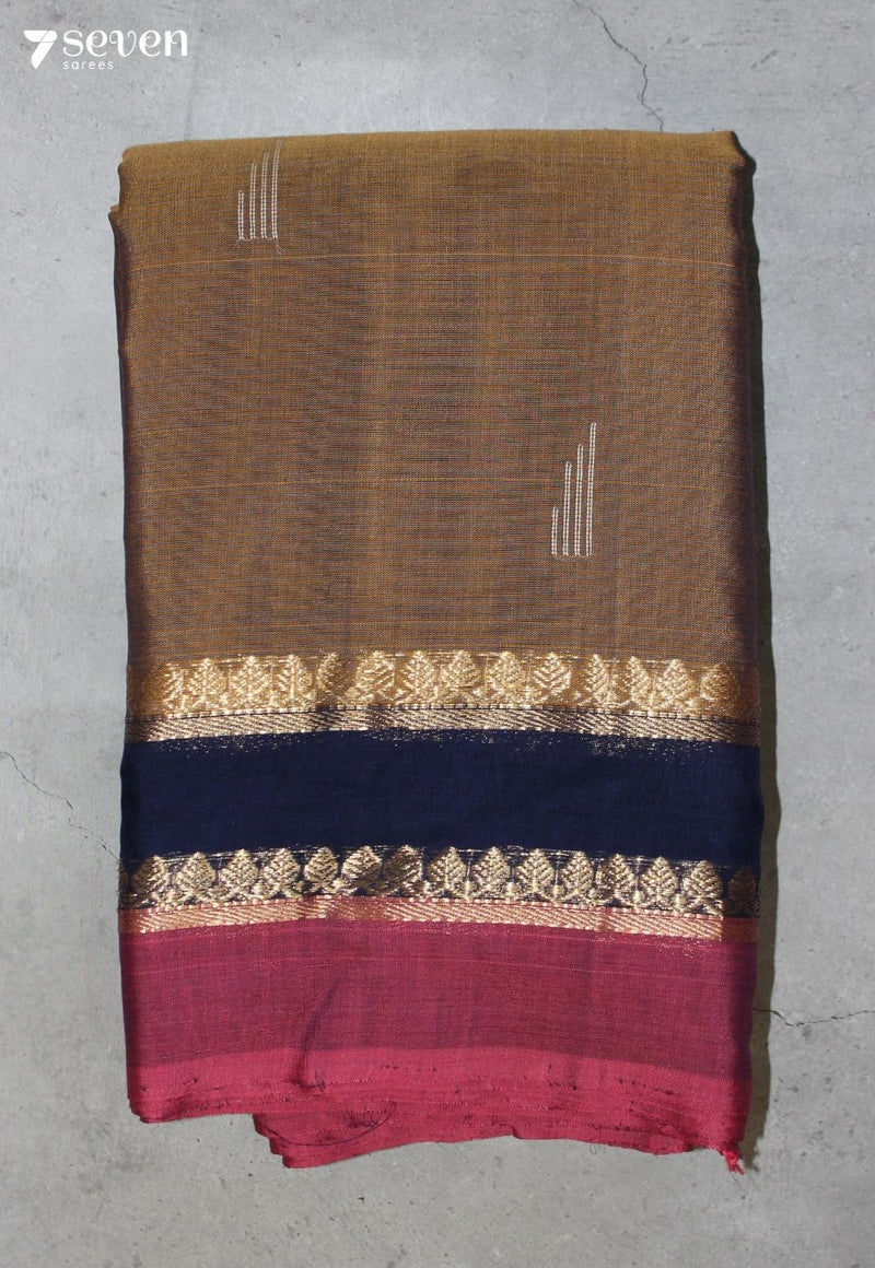 Tharvaya Signature Seven Handloom Mustard Bangalore Pure Cotton Saree