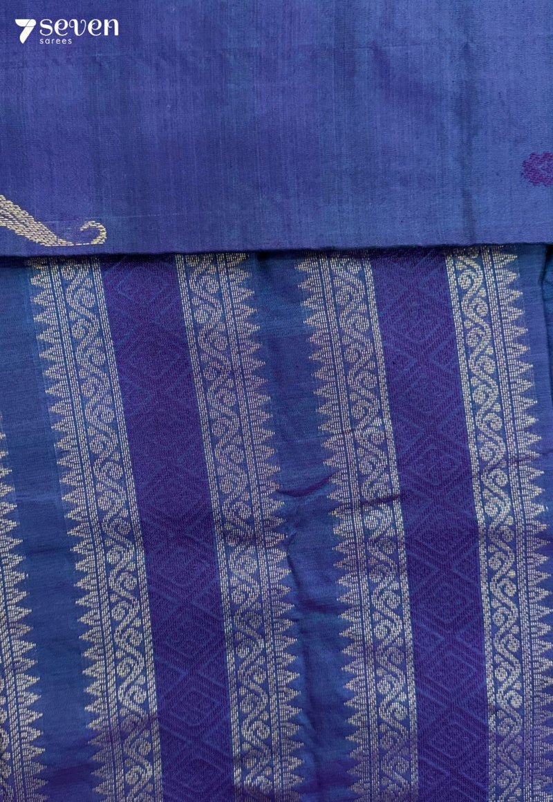 Zari Blush Signature Seven Handloom Blue Bangalore Vegan Silk Saree