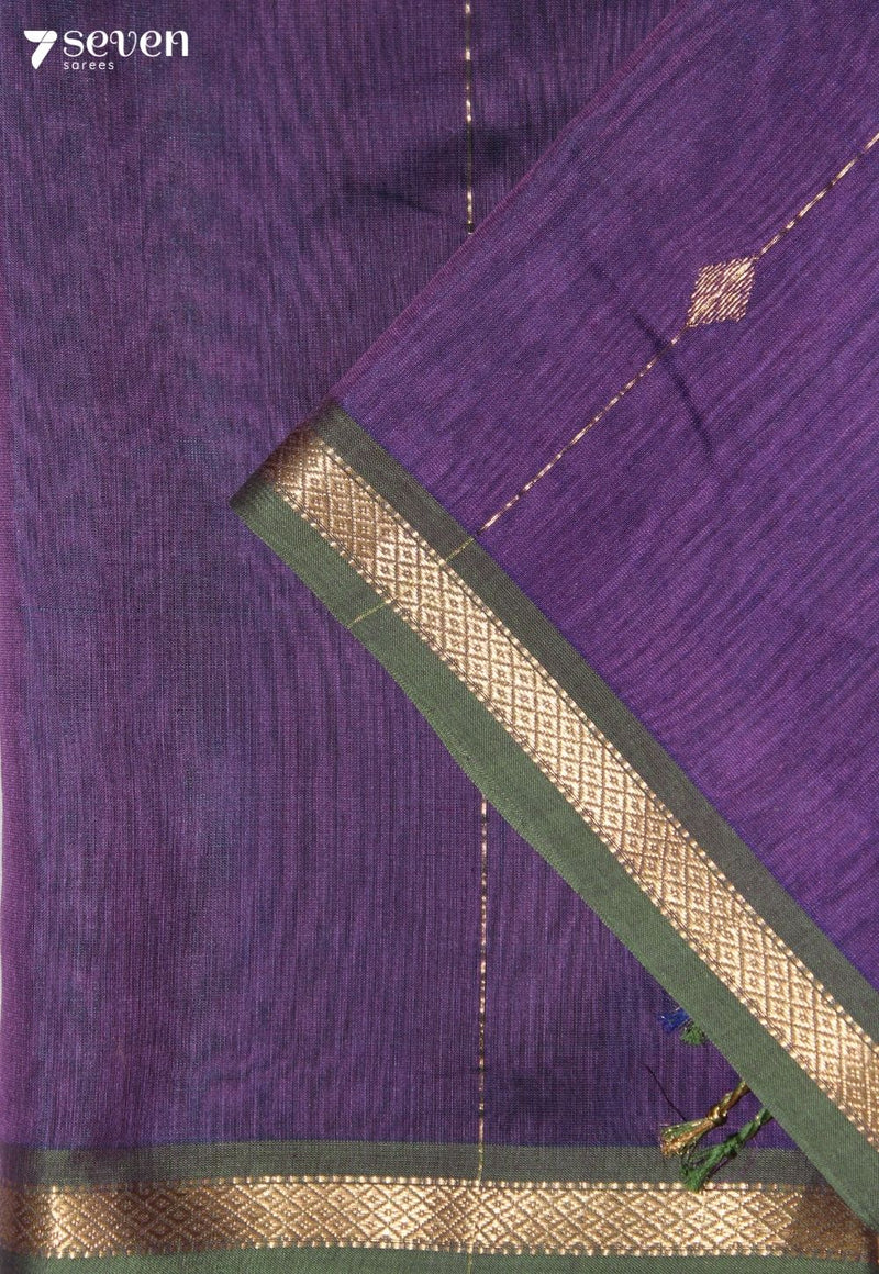 Kavaya Maheshwari Handloom Purple Silk Cotton Saree