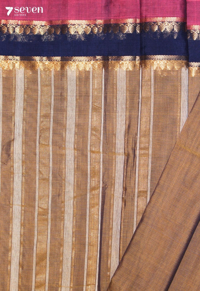Tharvaya Signature Seven Handloom Mustard Bangalore Pure Cotton Saree