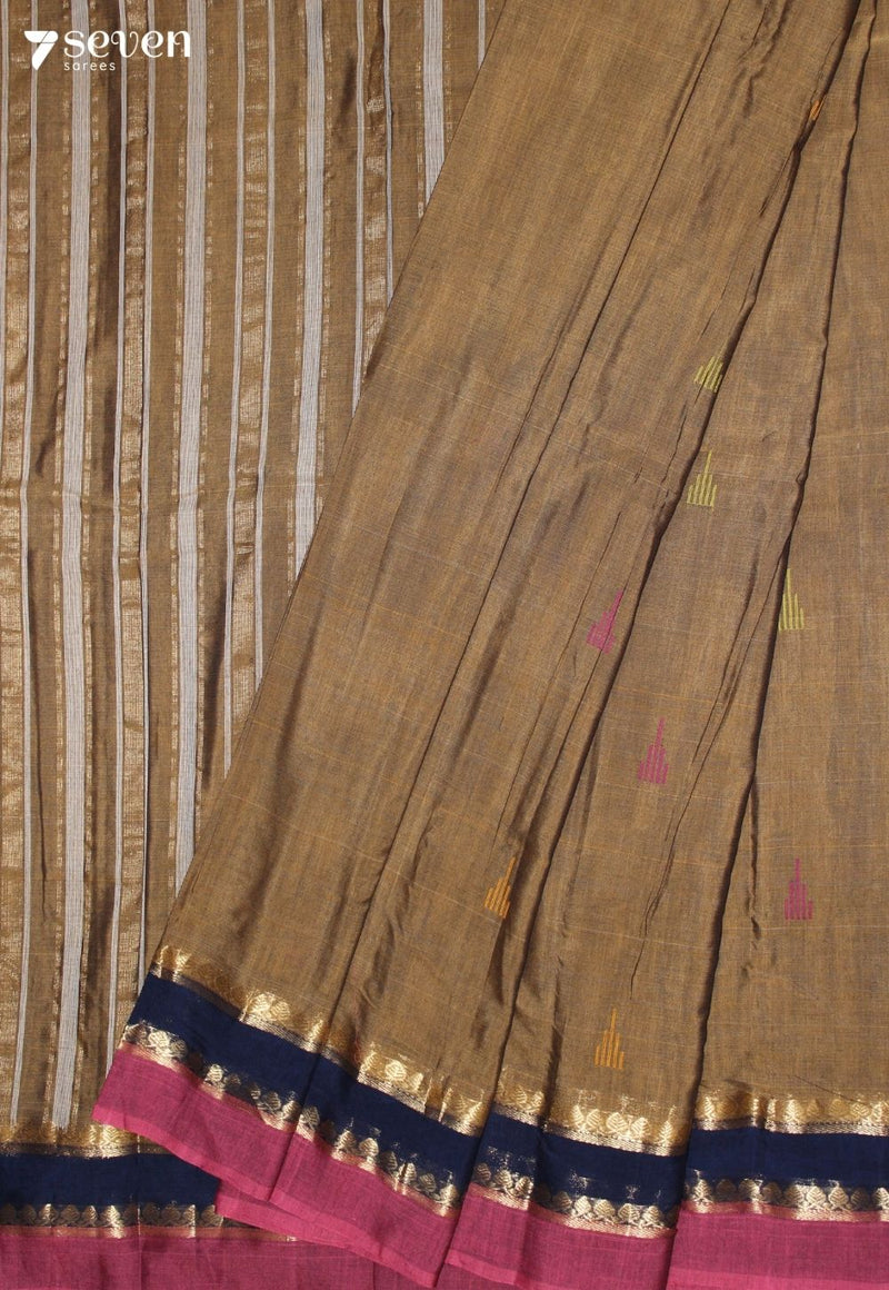 Nairuha Signature Seven Handloom Mustard Bangalore Pure Cotton Saree