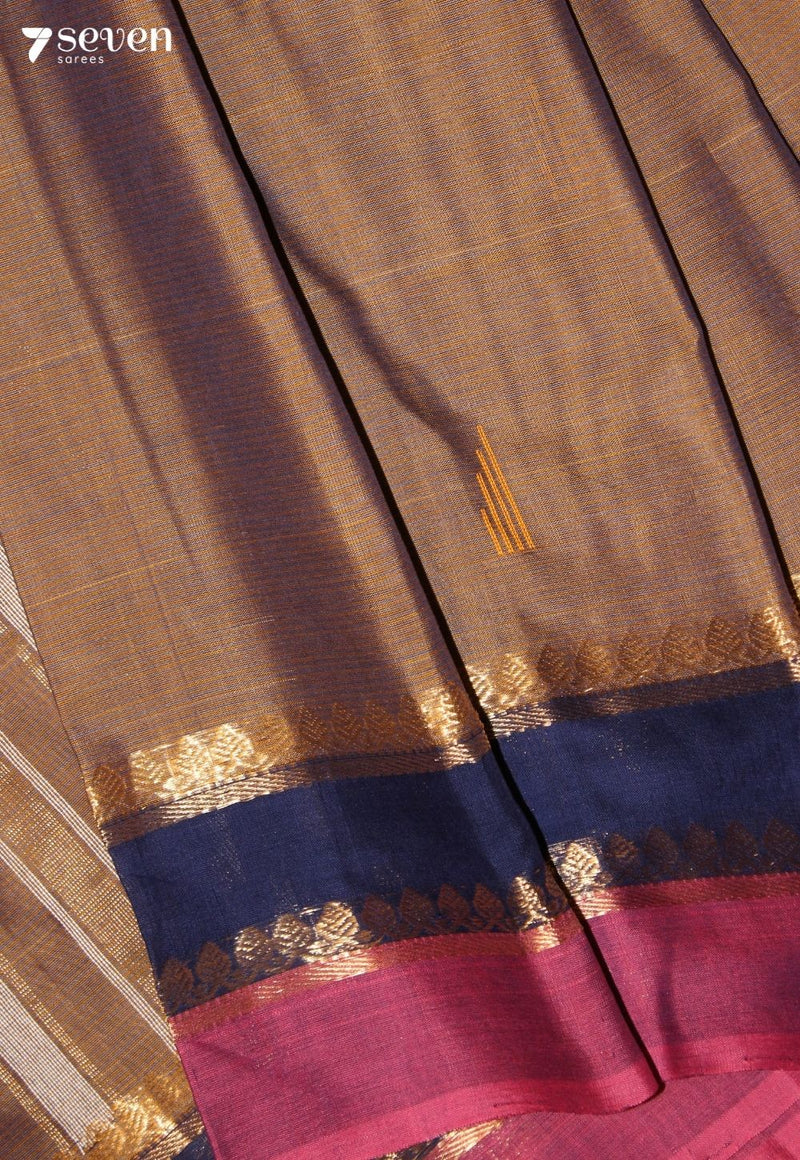 Tharvaya Signature Seven Handloom Mustard Bangalore Pure Cotton Saree