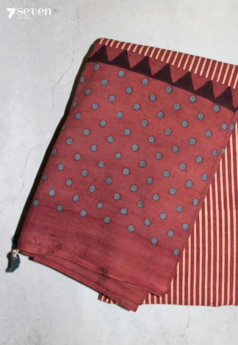 Sairika Kutch Red Pure Handmade Ajrakh 100% Cotton Saree