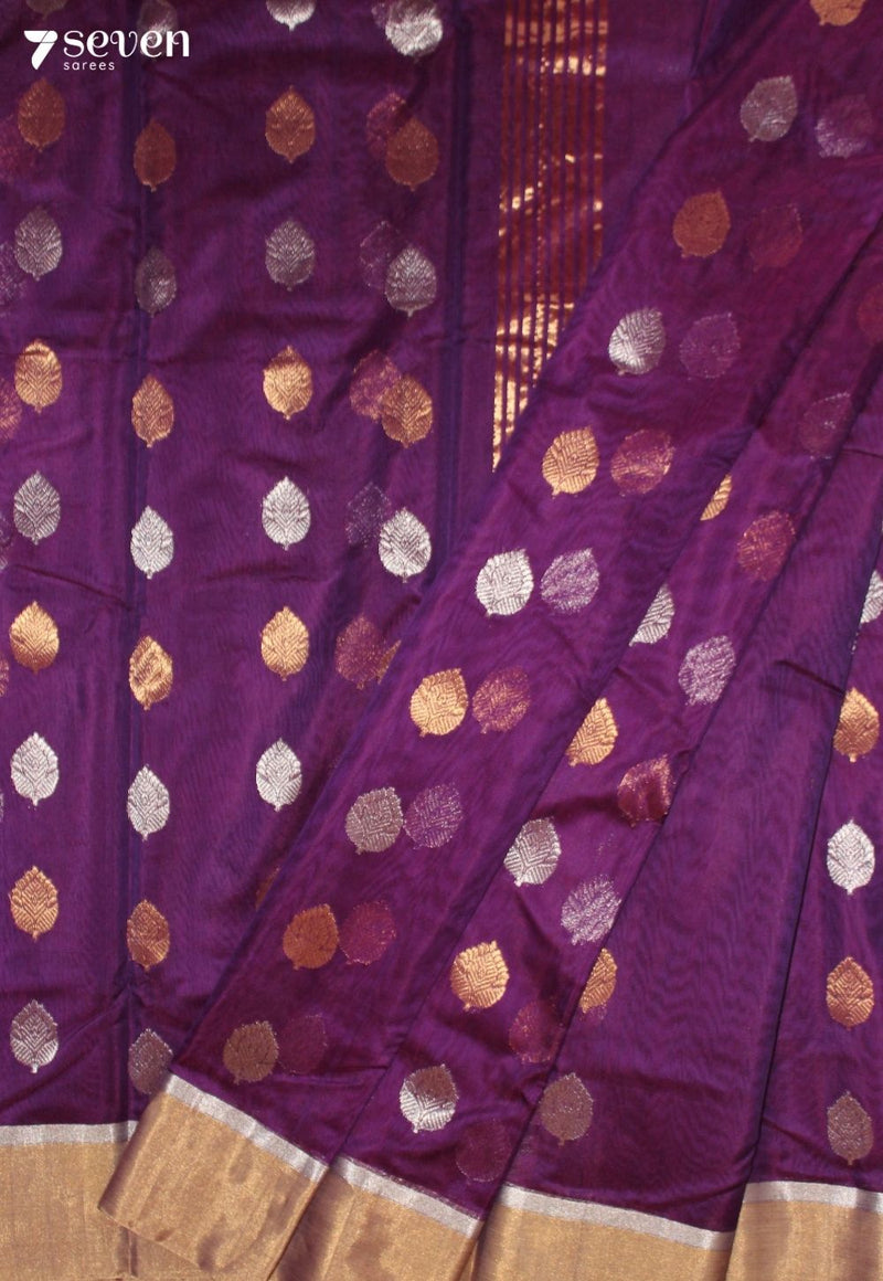 Yenika Chanderi Handloom Purple Silk Cotton Saree