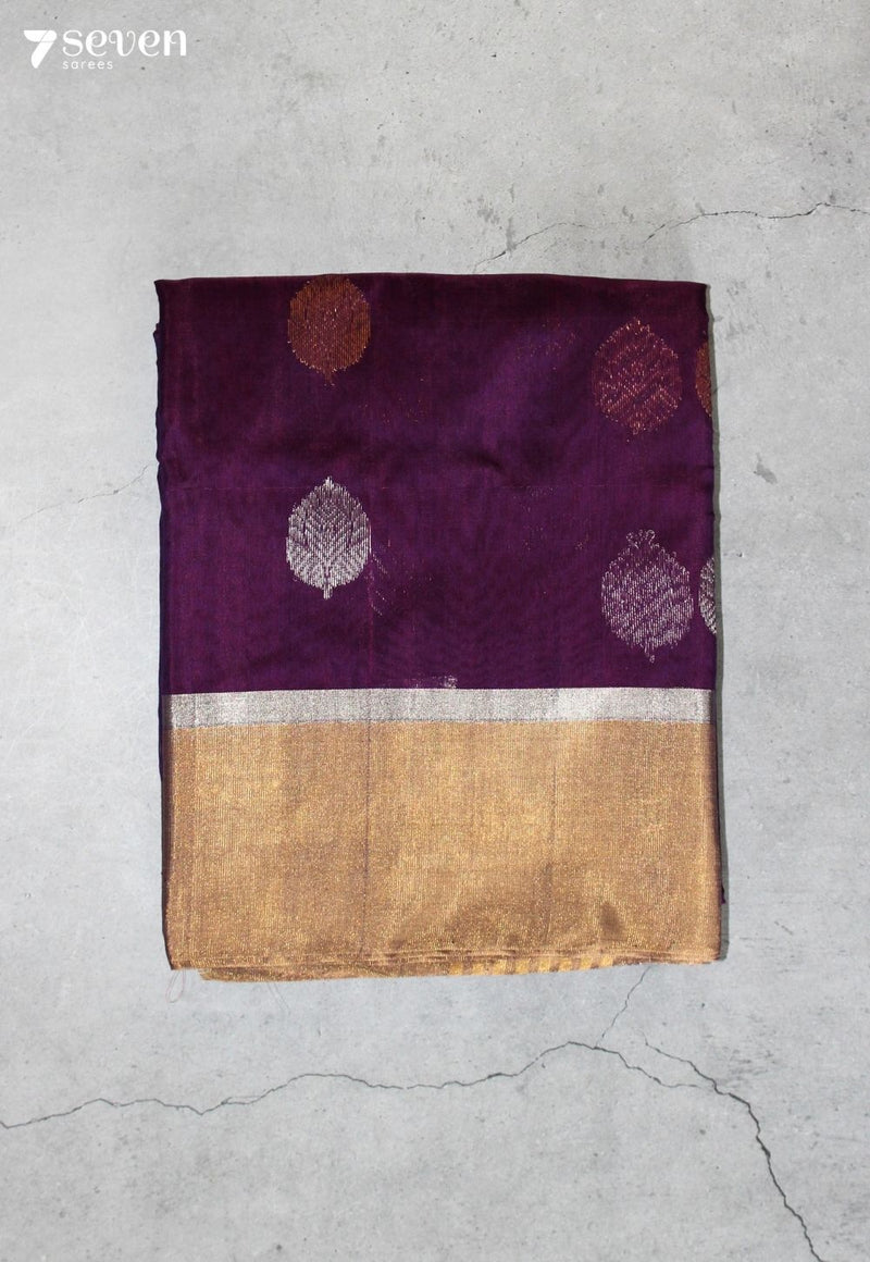 Yenika Chanderi Handloom Purple Silk Cotton Saree