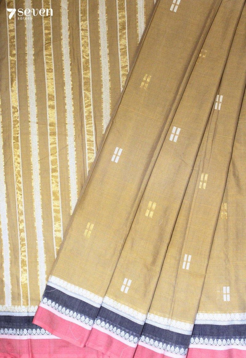 Talora Signature Seven Handloom Brown Bangalore Pure Cotton Saree