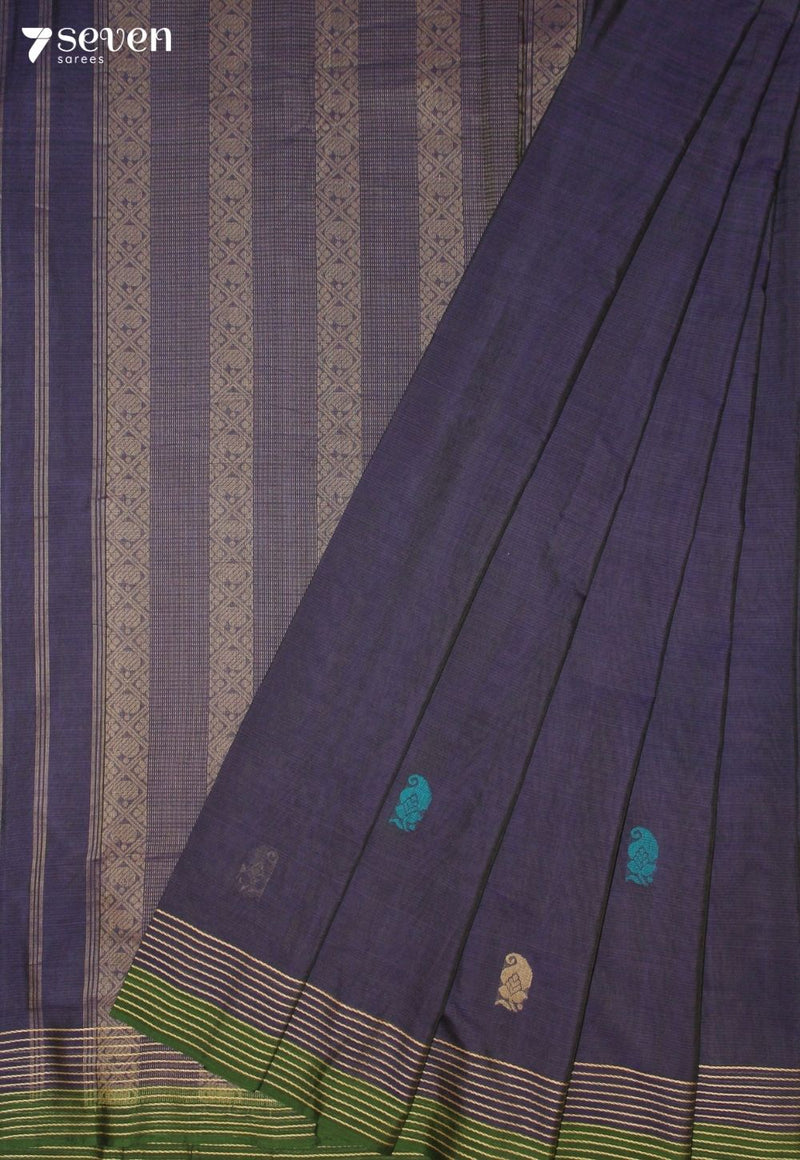 Peyranvi Signature Seven Handloom Blue Bangalore Pure Cotton Saree