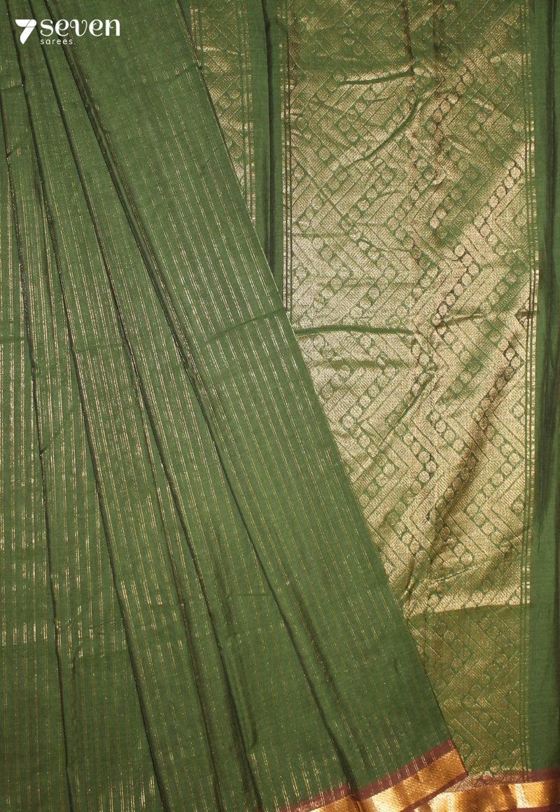 Ravimya Signature Seven Handloom Green Bangalore Pure Cotton Saree