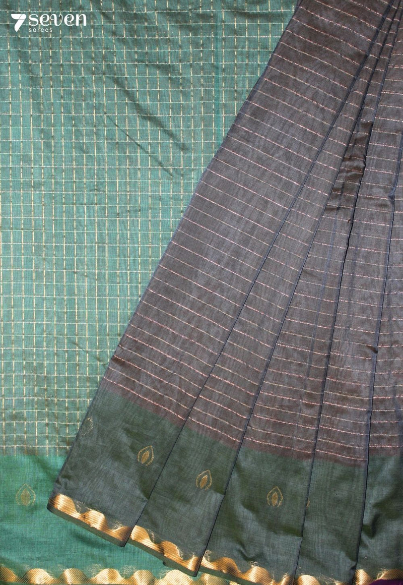Kormeya Signature Seven Handloom Green Bangalore Pure Cotton Saree
