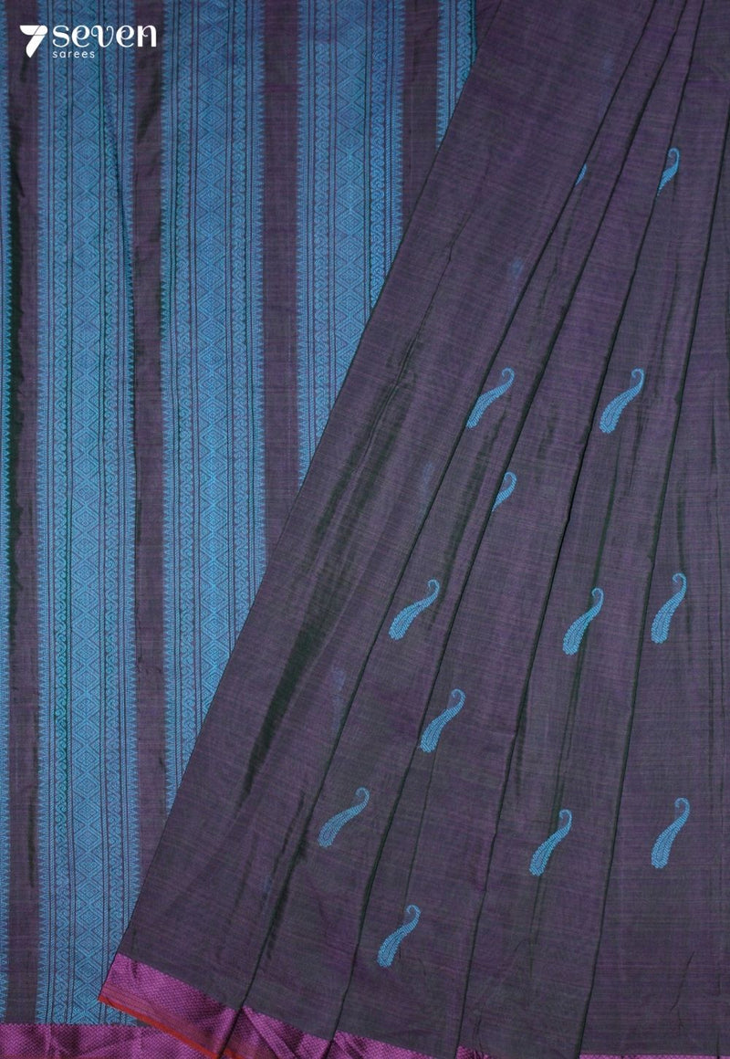 Maalvya Signature Seven Handloom Purple Bangalore Pure Cotton Saree