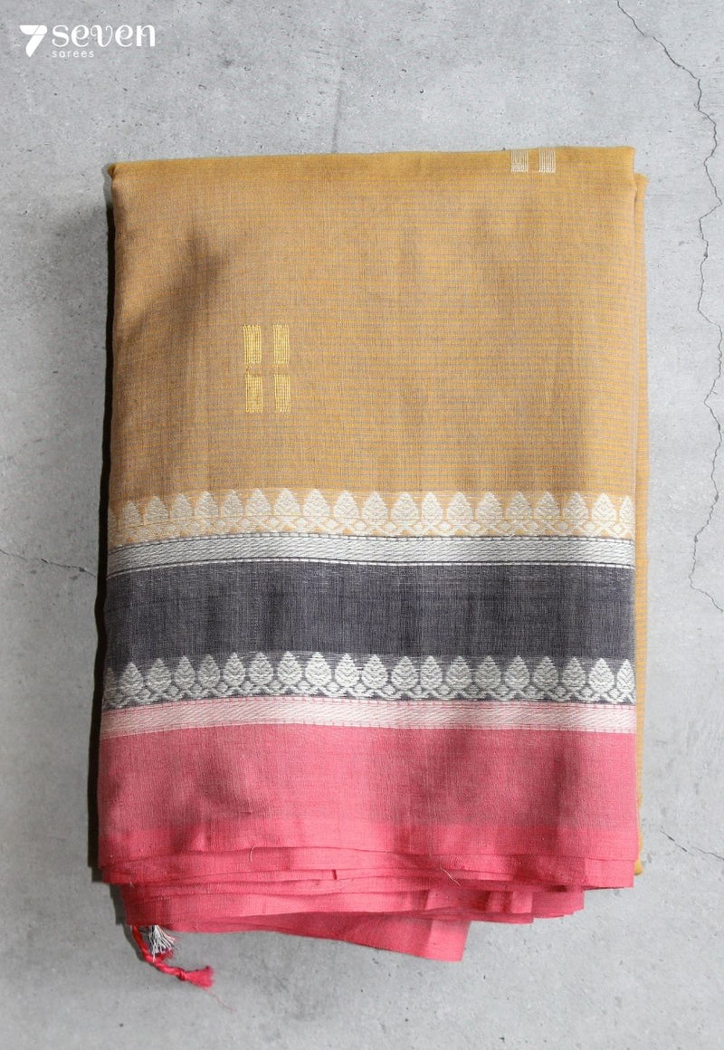 Talora Signature Seven Handloom Brown Bangalore Pure Cotton Saree