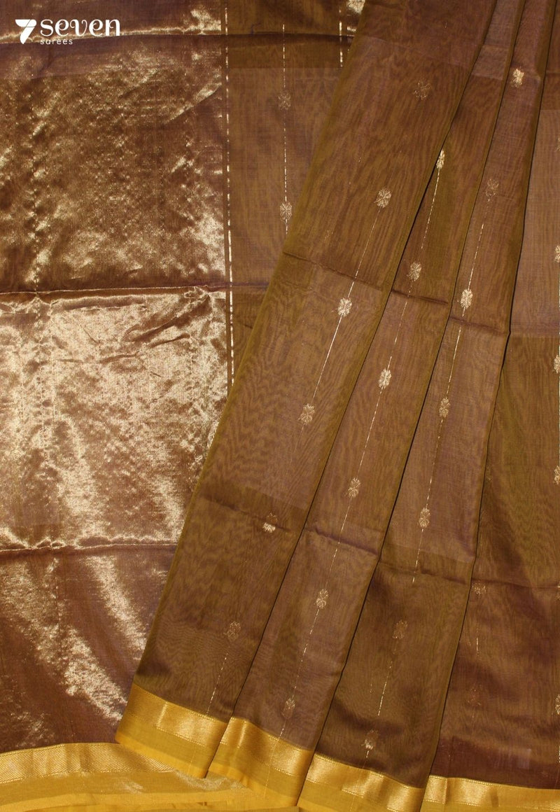 Kethraya Maheshwari Handloom Brown Silk Cotton Saree