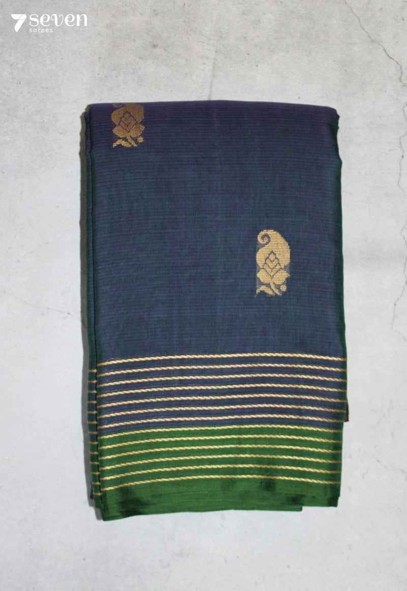 Kairumi Signature Seven Handloom Blue Bangalore Pure Cotton Saree