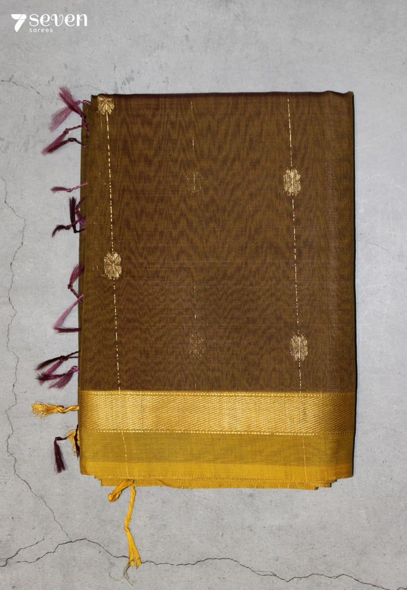Kethraya Maheshwari Handloom Brown Silk Cotton Saree