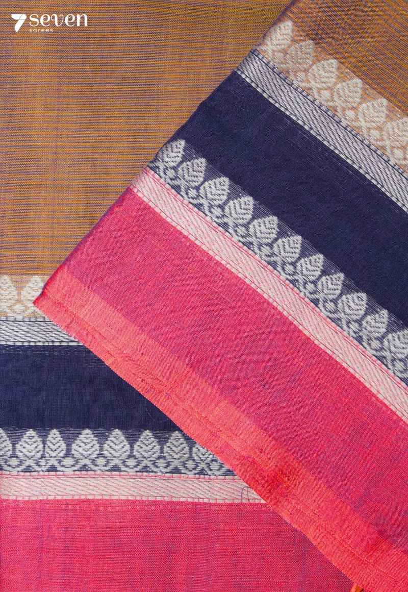 Yelini Signature Seven Handloom Brown Bangalore Pure Cotton Saree