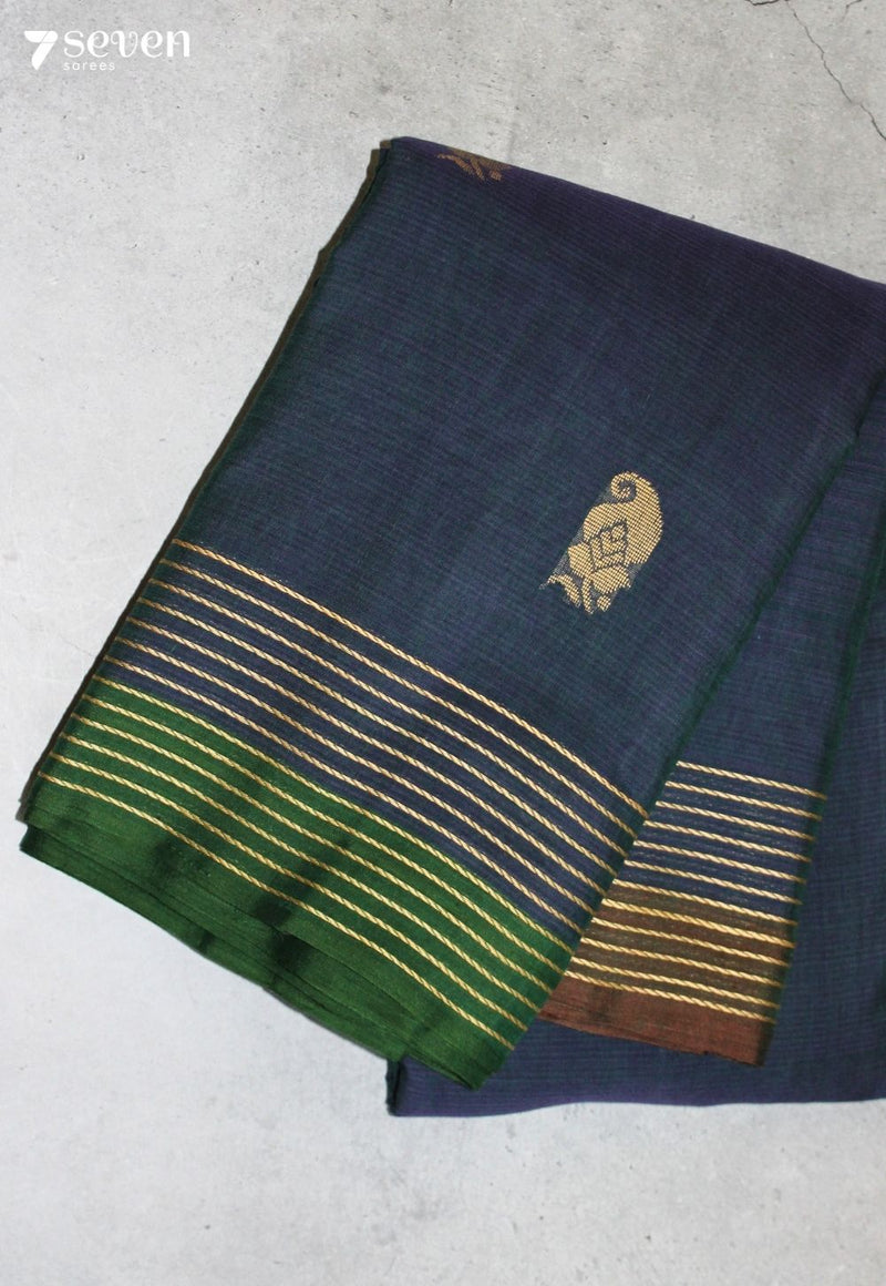 Kairumi Signature Seven Handloom Blue Bangalore Pure Cotton Saree