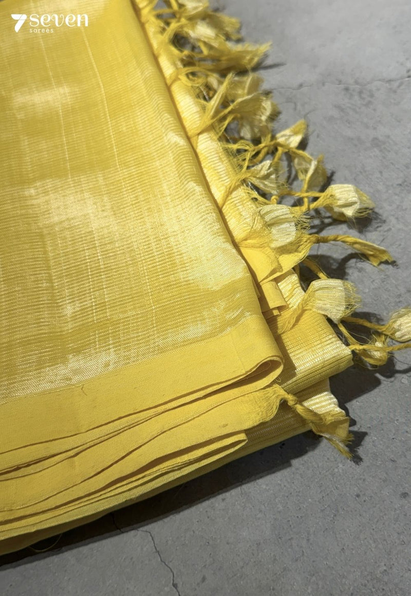 Yutika Mangalagiri Handloom Yellow Vegan Silk Saree