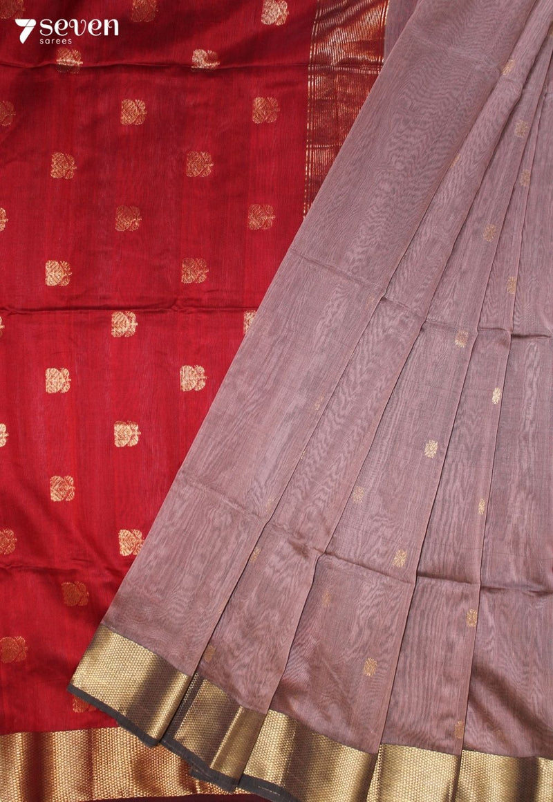 Sholika Maheshwari Handloom Pink Silk Cotton Saree