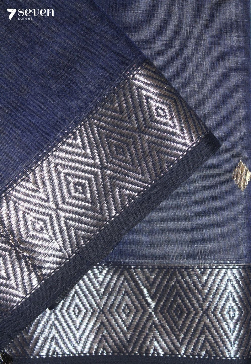 Bhavira Maheshwari Handloom Blue Silk Cotton Saree