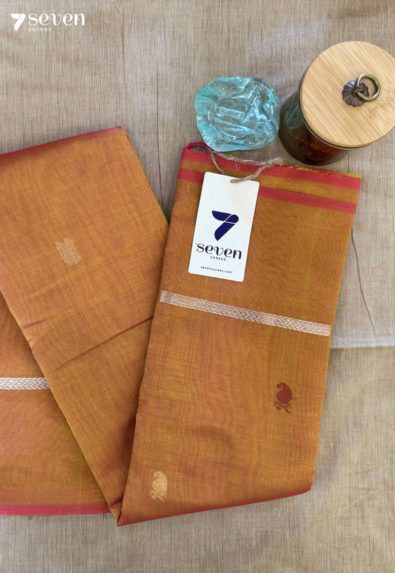 Rust Mehandi Signature Seven Handloom Gold Bangalore Vegan Silk Saree