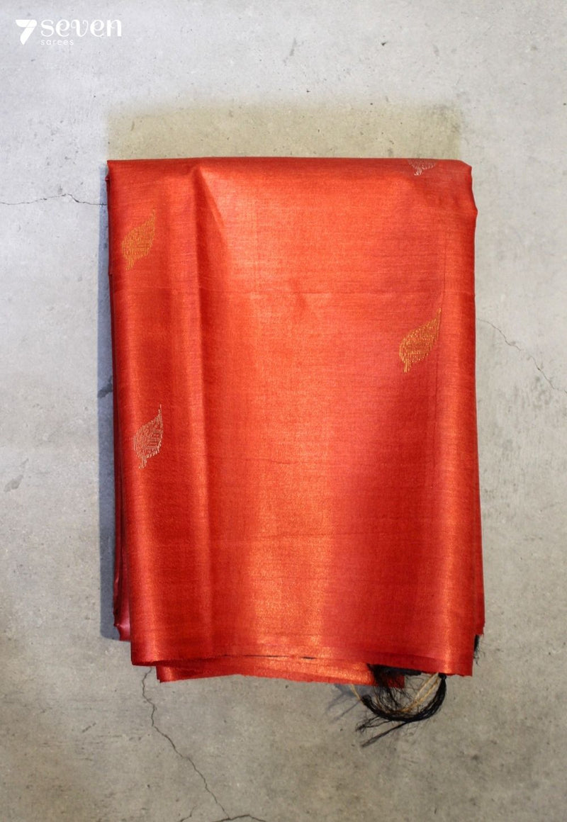 Monsoon Story Handloom Orange Pure Tussar Silk(Kosa) Saree| Silk Mark Certified