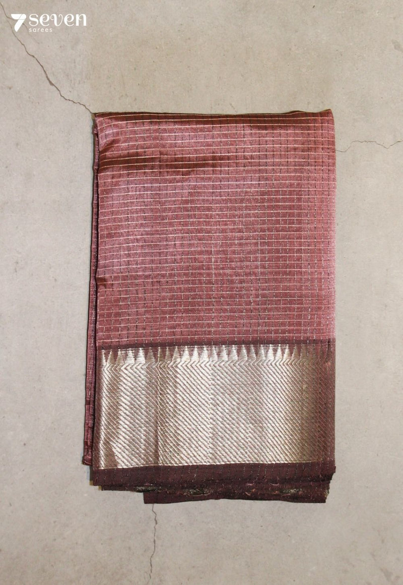 Parnesha Mangalagiri Handloom Pink Silk Cotton Checked Saree