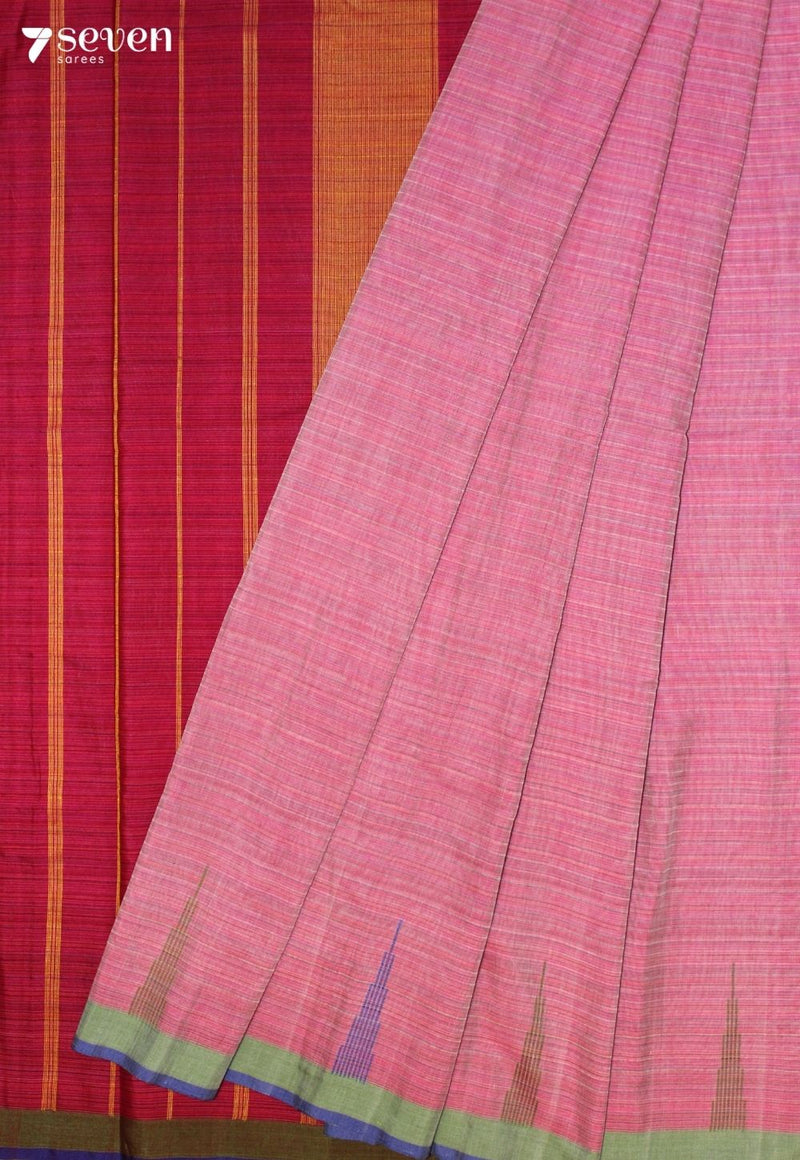 Vaanavi Signature Seven Handloom Pink Bangalore Pure Cotton Saree
