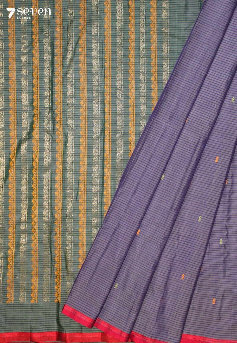 Sharvesha Signature Seven Handloom Grey Bangalore Pure Cotton Saree