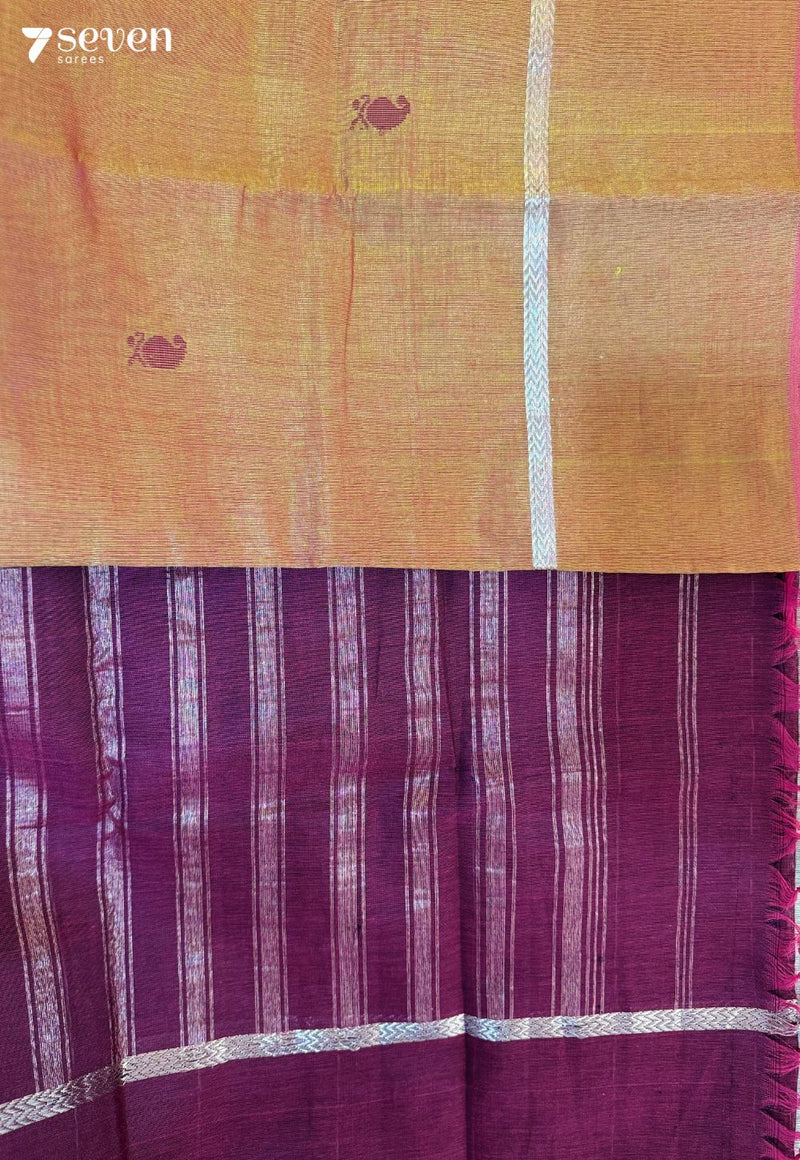 Rust Mehandi Signature Seven Handloom Gold Bangalore Vegan Silk Saree