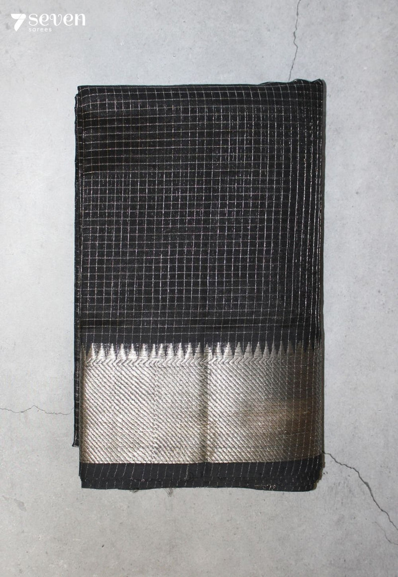 Jalrava Mangalagiri Handloom Black Silk Cotton Checked Saree