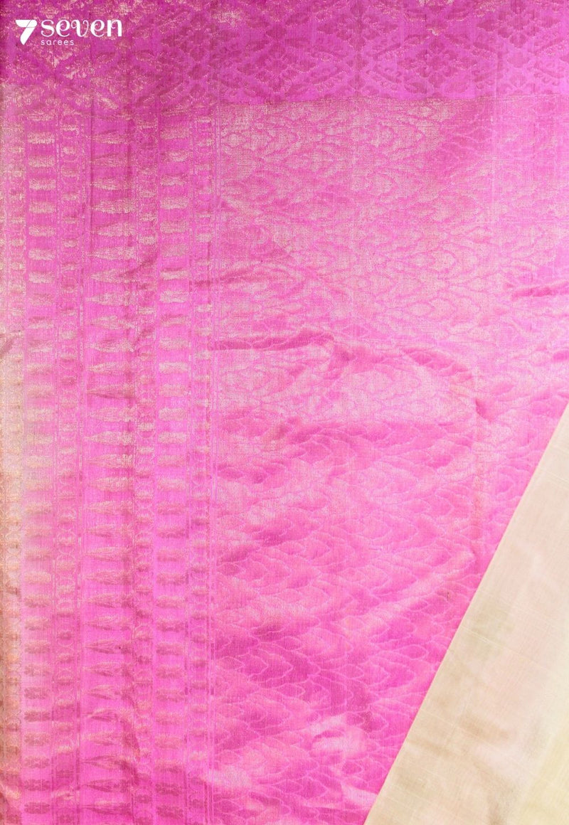 Vaanvya Signature Seven Handloom Off-White Bangalore Pure Silk Cotton Saree