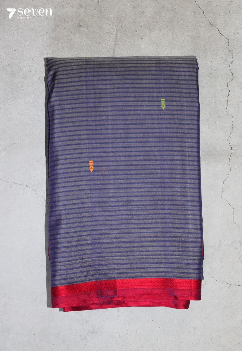 Sharvesha Signature Seven Handloom Grey Bangalore Pure Cotton Saree