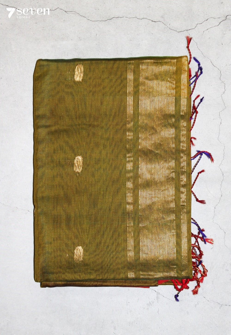 Kuralini Maheshwari Handloom Green Silk Cotton Saree