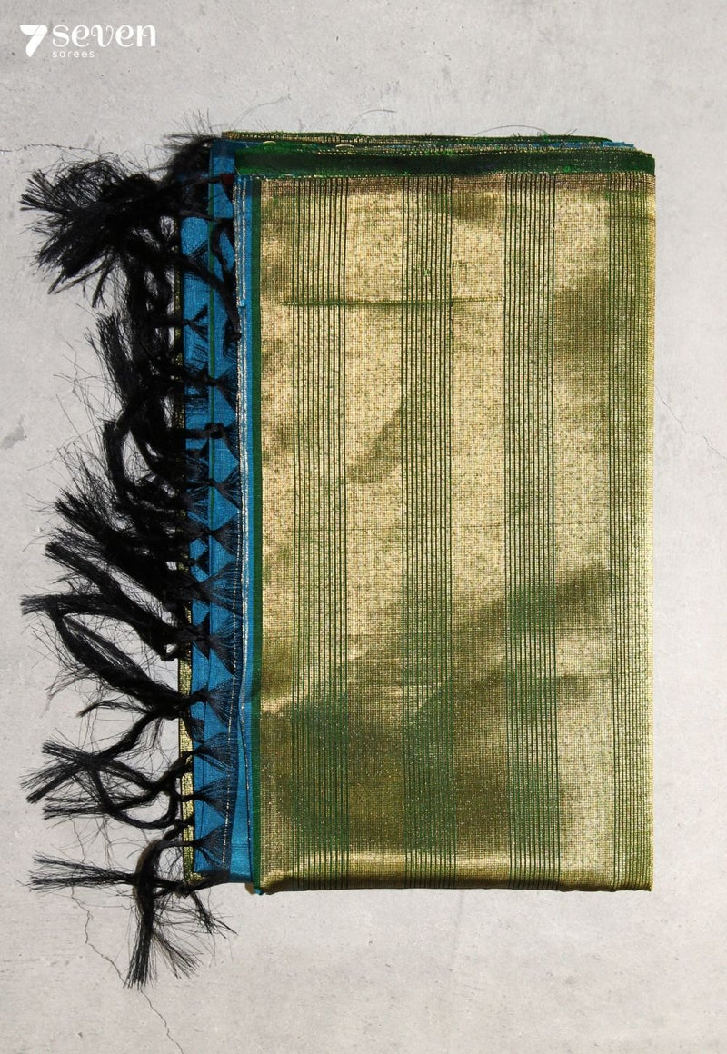 Lenora Signature Seven Handloom Green Bangalore Pure Silk Saree|Silk Mark Certified