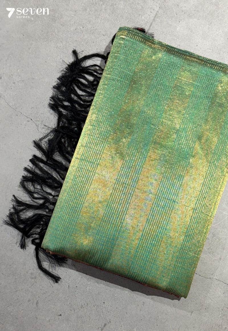 Mehanthi Signature Seven Handloom Pista Green Bangalore Pure Silk Saree|Silk Mark Certified