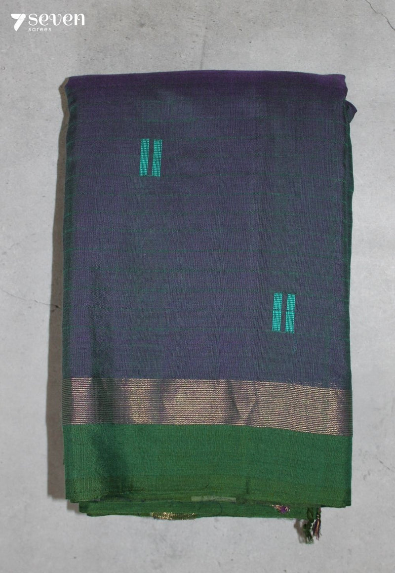 Azhori Signature Seven Handloom Peacock Blue Bangalore Pure Cotton Saree