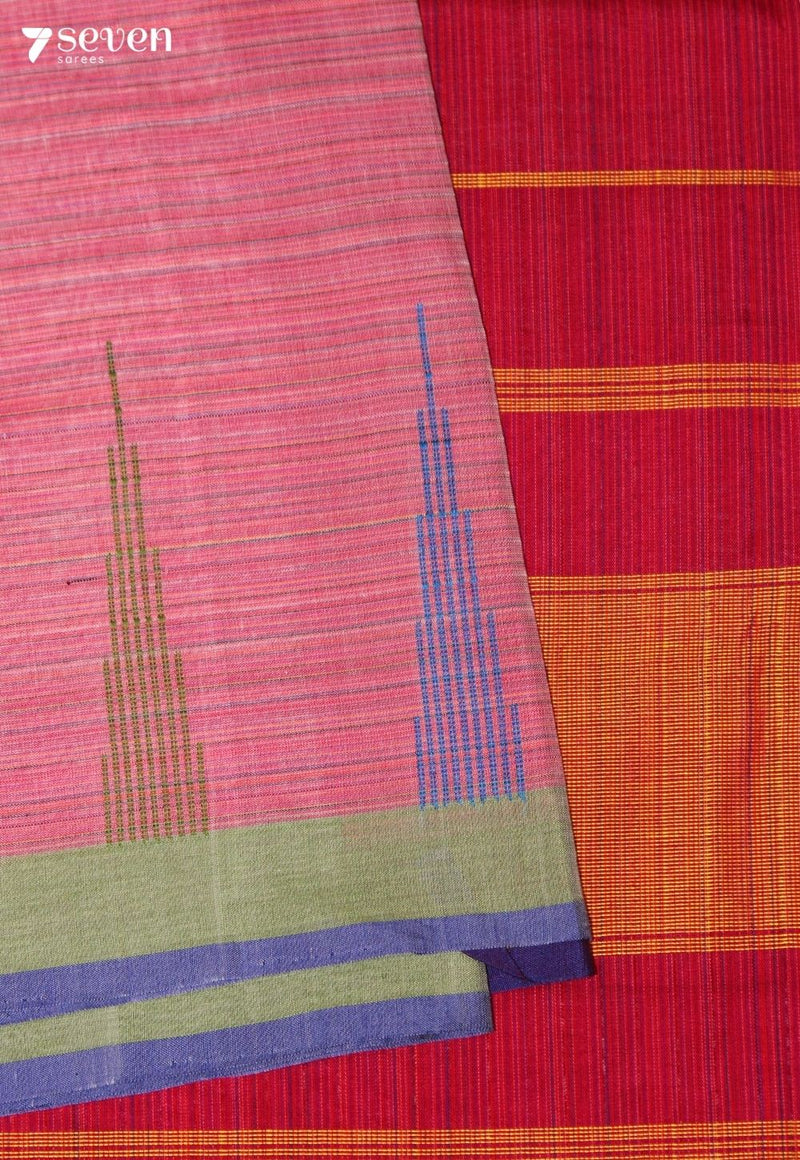Vaanavi Signature Seven Handloom Pink Bangalore Pure Cotton Saree