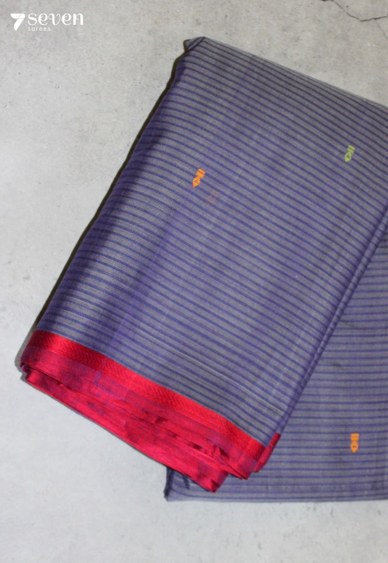Sharvesha Signature Seven Handloom Grey Bangalore Pure Cotton Saree