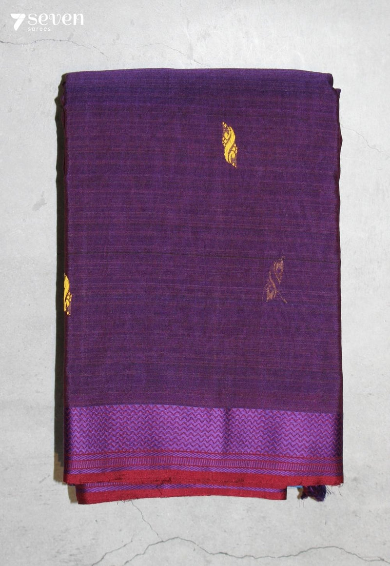 Urjita Signature Seven Handloom Purple Bangalore Pure Cotton Saree
