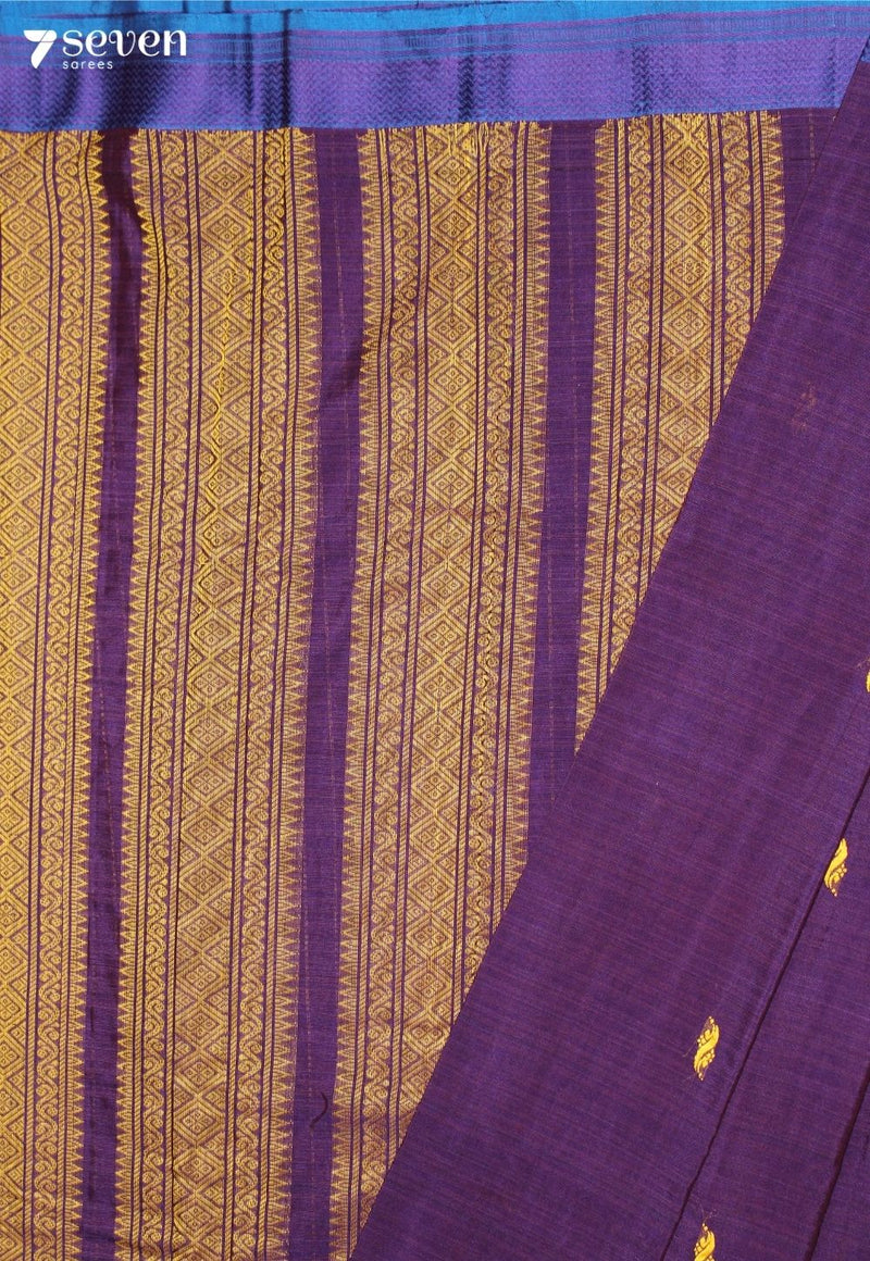 Urjita Signature Seven Handloom Purple Bangalore Pure Cotton Saree