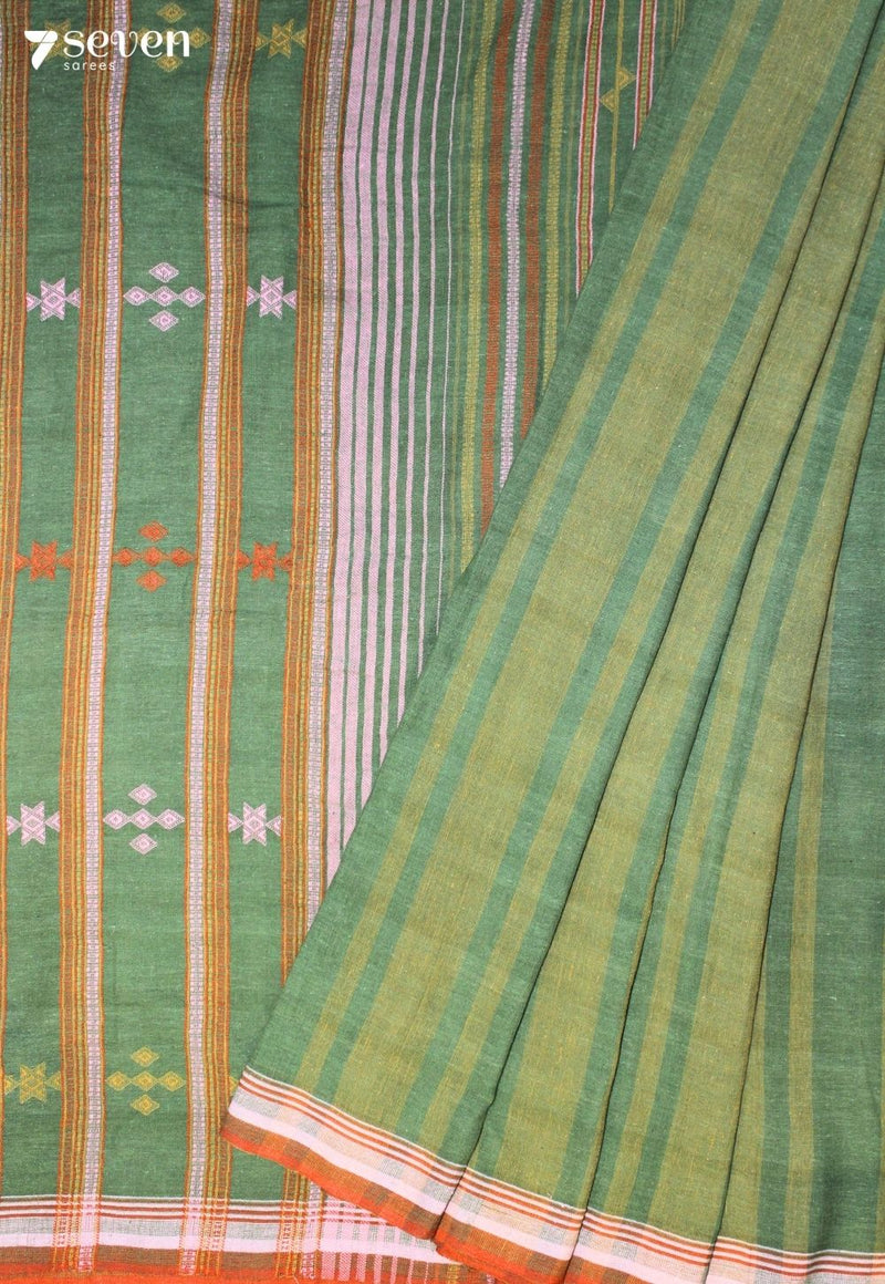 Lohasi Kutch Green Handloom Kala Cotton Bhujodi Saree