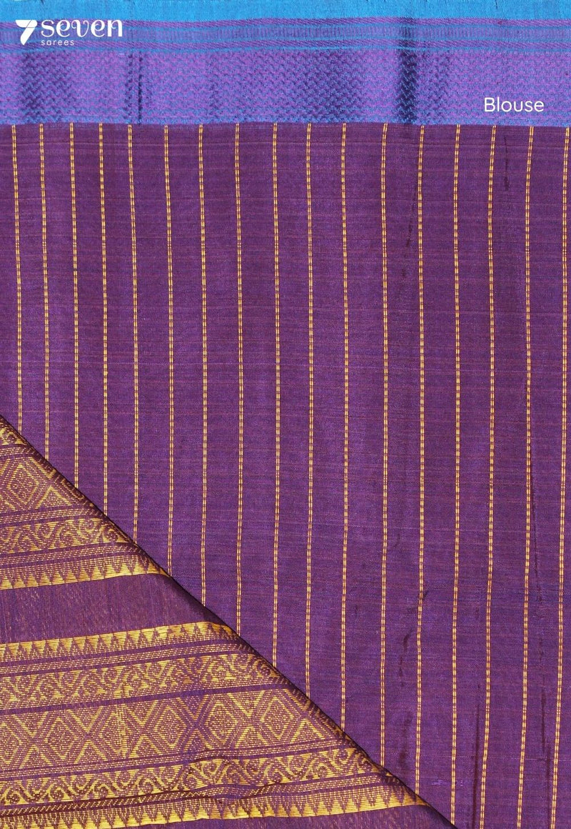 Urjita Signature Seven Handloom Purple Bangalore Pure Cotton Saree