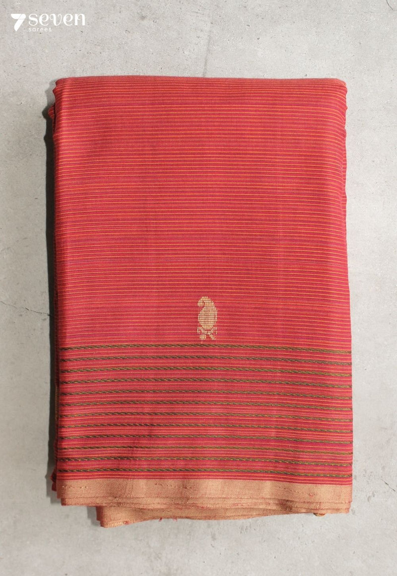Palosha Signature Seven Handloom Red Bangalore Pure Cotton Saree