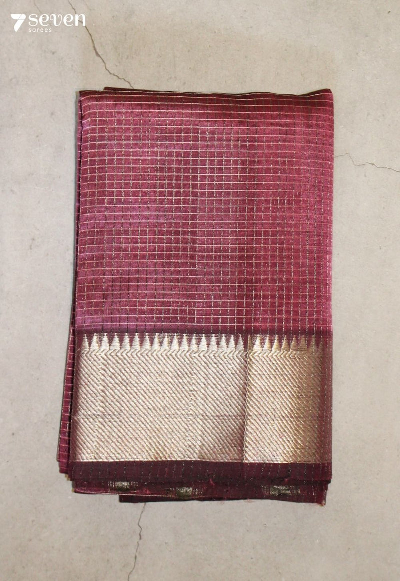 Aabhrini Mangalagiri Handloom Pink Silk Cotton Checked Saree