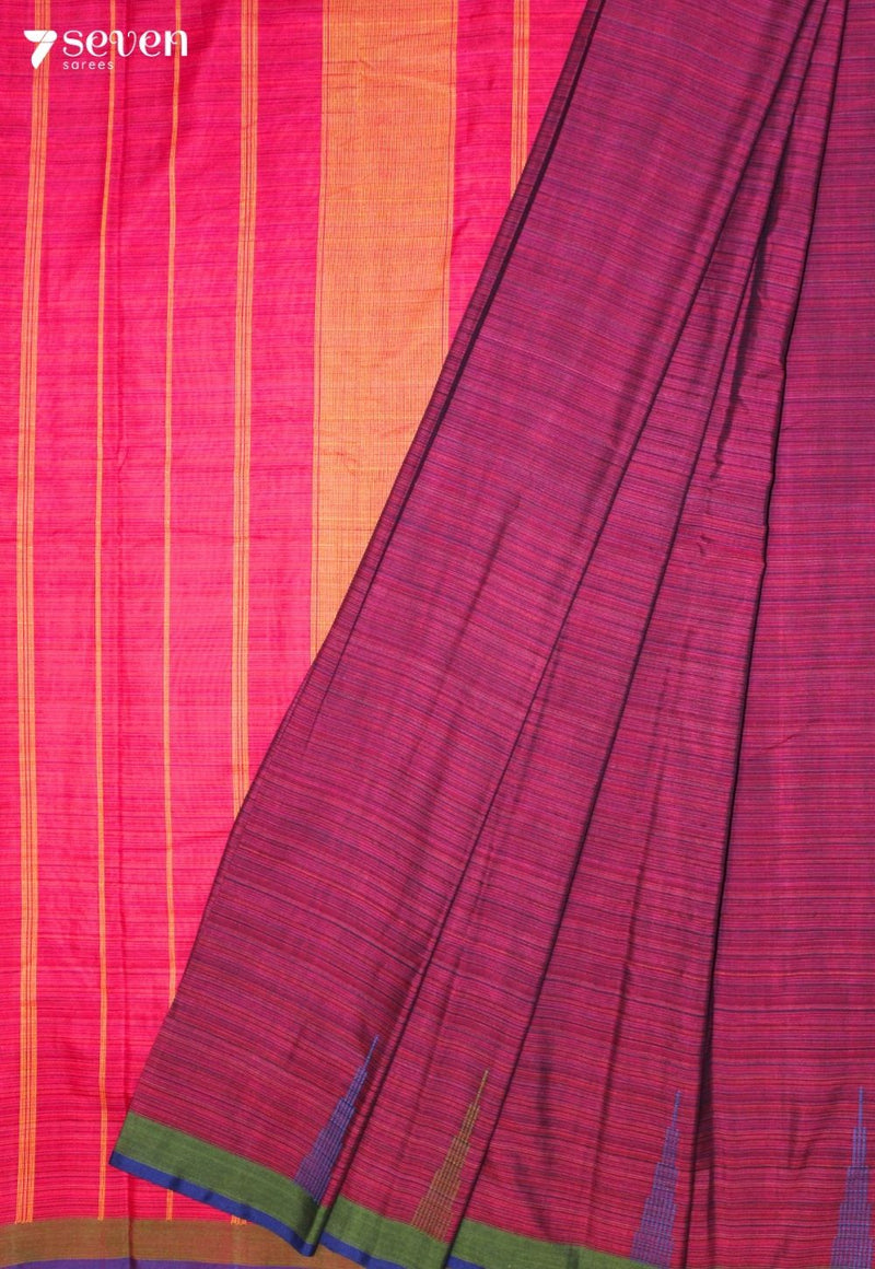 Rithaya Signature Seven Handloom Pink Bangalore Pure Cotton Saree