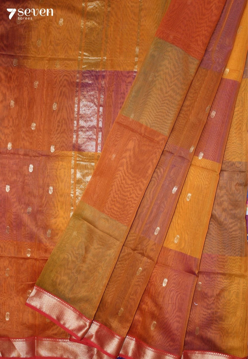 Tamvira Maheshwari Handloom Mustard Silk Cotton Saree