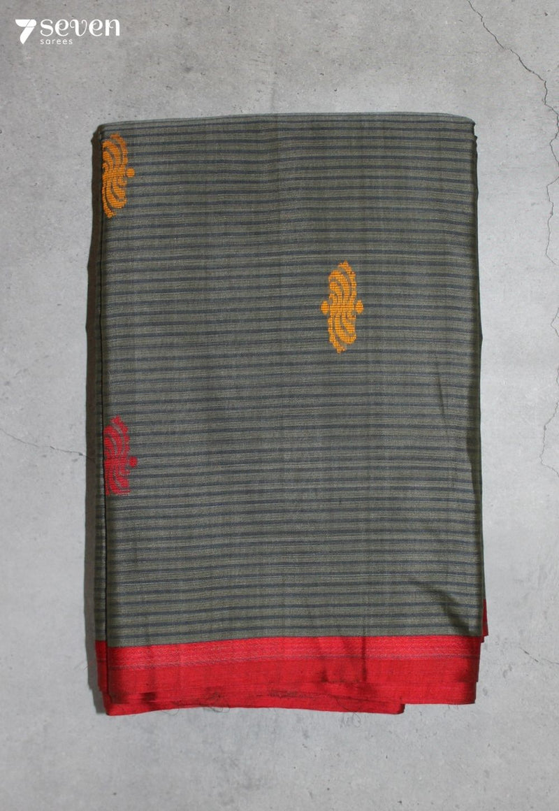 Hirvani Signature Seven Handloom Grey Bangalore Pure Cotton Saree